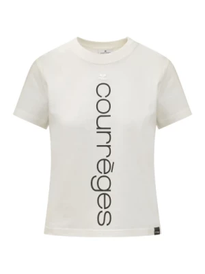 Biała koszulka z krótkim rękawem i nadrukiem na przodzie Courrèges