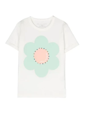 Biała koszulka z kwiatowym zdobieniem dla dzieci Stella McCartney