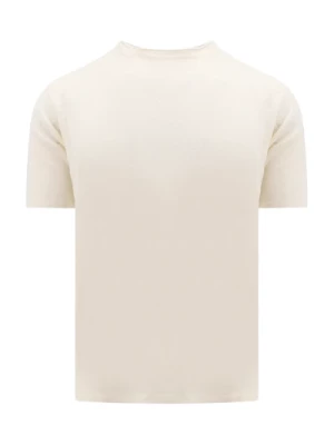 Biała Koszulka z Lnu z Okrągłym Dekoltem Roberto Collina