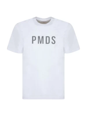Biała Koszulka z Logo i Okrągłym Dekoltem Pmds