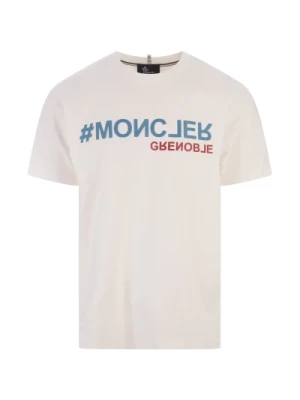 Biała koszulka z logo makro liter Moncler