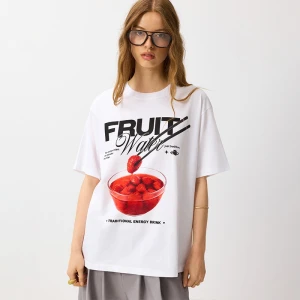 Biała koszulka z memicznym nadrukiem Fruit Water House