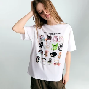 Biała koszulka z nadrukiem Choose today cattitude House