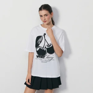 Biała koszulka z nadrukiem czarnych wisienek House