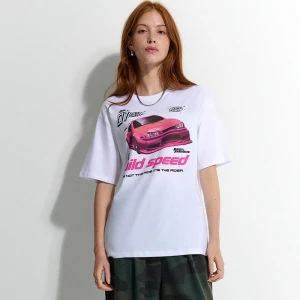 Biała koszulka z nadrukiem Fast & Furious House