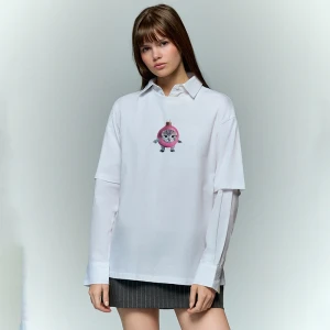 Biała koszulka z nadrukiem kota w bombce House