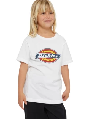 Biała koszulka z nadrukiem logo dla dzieci Dickies