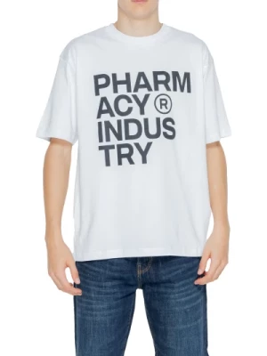 Biała Koszulka z Nadrukiem na Okrągłym Dekolcie Pharmacy Industry