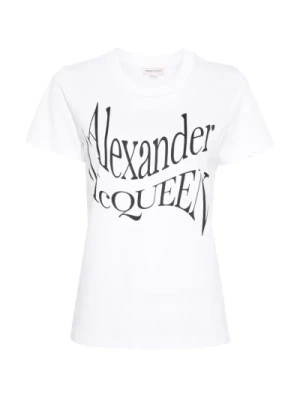 Biała koszulka z nadrukiem na przodzie Alexander McQueen