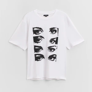 Biała koszulka z nadrukiem oczu House