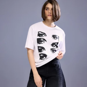 Biała koszulka z nadrukiem oczu House