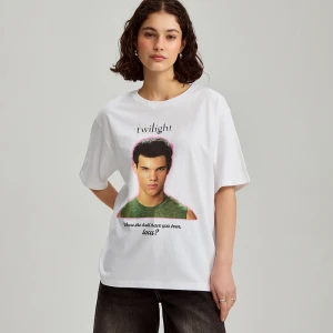 Biała koszulka z nadrukiem Twilight House