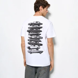 Biała koszulka z nadrukiem zabytkowych samochodów House