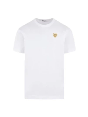 Biała koszulka z naszywką z logo serca Comme des Garçons Play