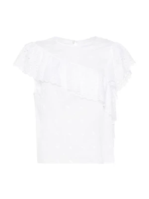 Biała Koszulka z Organicznej Bawełny z Falbankami Isabel Marant Étoile