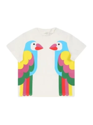 Biała koszulka z papugami dla dzieci Stella McCartney