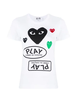 Biała koszulka z sercem i logo Comme des Garçons Play