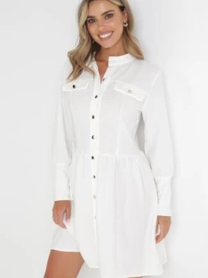 Biała Koszulowa Sukienka Mini z Guzikami i Szerokimi Mankietami Alyapa lily rose