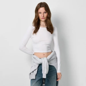 Biała krótka koszulka basic z długim rękawem House