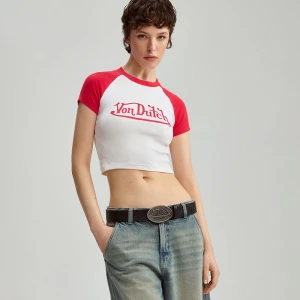 Zdjęcie produktu Biała krótka koszulka z czerwonym nadrukiem Von Dutch House