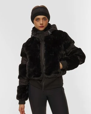 Czarna Kurtka Narciarska Ze Sztucznego Futra Sportalm