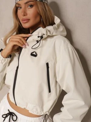 Biała Kurtka w Stylu Oversize z Kapturem i Kieszeniami Lorlio ann gissy