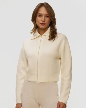 Biała Kurtka Wełniana Damska Allude