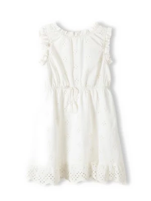 Biała letnia sukienka haftowana dla dziewczynki Minoti