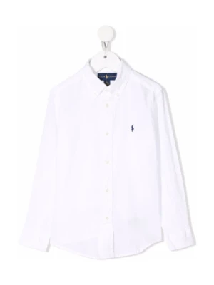 Biała lniana koszula z guzikami Pony Polo Ralph Lauren