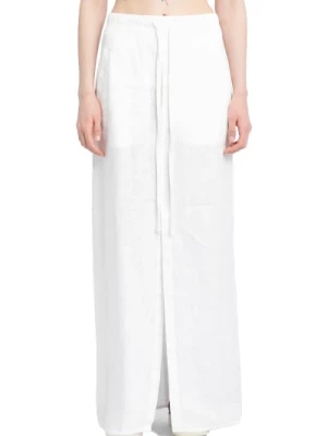 Biała lniana spódnica maxi z elastycznym pasem Thom Krom