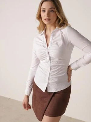 Biała Marszczona Koszula z Bawełną Rolliena ann gissy