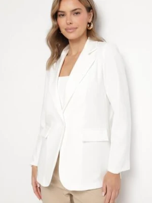 Biała Marynarka Jednorzędowa ze Wzorem Pasków Viviella new collection