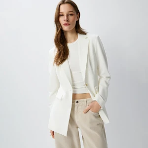 Biała marynarka taliowana jednorzędowa House