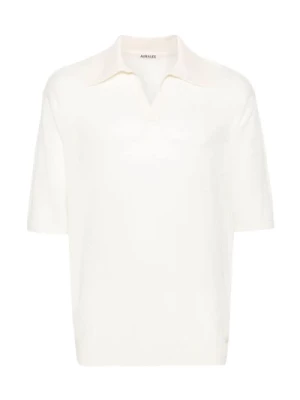 Biała Mélange Koszulka Polo Auralee
