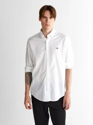 Biała męska koszula regular fit z kołnierzykiem na guziki GANT