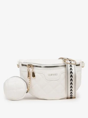 Biała Nerka Tłoczona Ozdobiona z Portmonetką i Napisem Ananne versoli