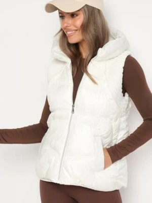 Biała Pikowana Kamizelka z Kapturem i Ściągaczami Timorae swest