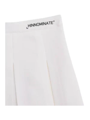 Biała Plisowana Mini Spódnica z Kontrastowym Nadrukiem Logo Hinnominate