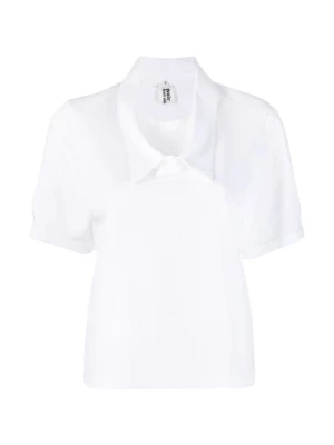 Biała Polo T-Shirt z Krótkimi Bufiastymi Rękawami Noir Kei Ninomiya