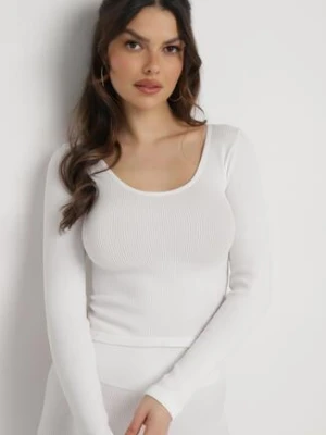 Biała Prążkowana Bluzka o Skróconym Dopasowanym Fasonie Caladiva elsa.m by may