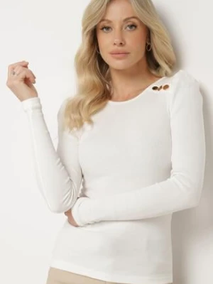 Biała Prążkowana Bluzka z Bawełny Ozdobiona Guzikami Rellemi las garras