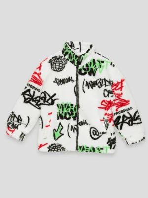 Biała przejściowa kurtka unisex ze sztucznego baranka Reporter