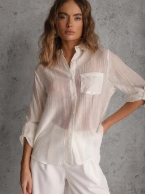 Biała Prześwitująca Koszula z Cyrkoniami Arialle