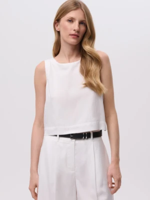 Biała pudełkowa bluzka bez rękawów Greenpoint