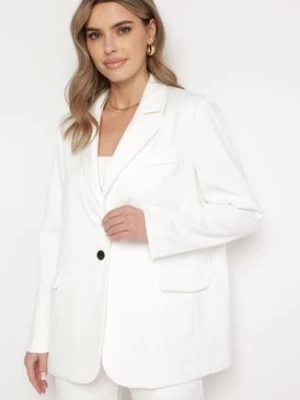 Biała Pudełkowa Marynarka z Kieszeniami z Klapami i Guzikiem Marviana retro & icone