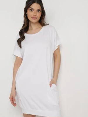 Biała Pudełkowa Sukienka T-shirtowa o Krótkim Kroju Orlella glo-story