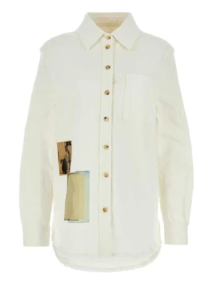 Biała rozciągliwa koszula z denimu - Stylowa i wygodna Lanvin