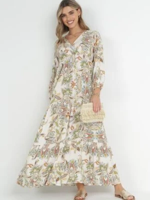 Biała Rozkloszowana Sukienka Oversize w Kwiaty Kylia cflo