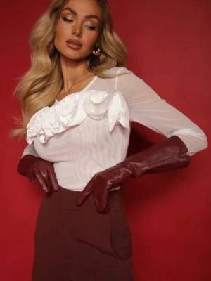 Biała Siateczkowa Bluzka z Ozdobną Falbaną Anaivia elsa.m by may