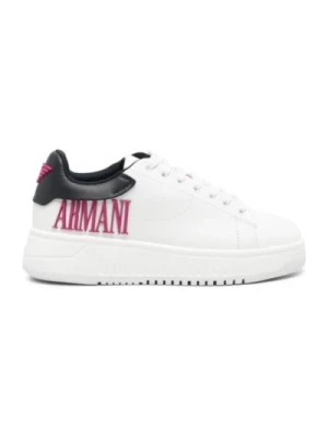 Biała Sneaker z Logo Lettering Emporio Armani